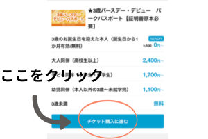 アソビューの鈴鹿サーキットの3歳のバースデー特典料金を選択画面